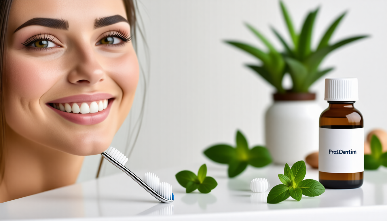 A clean dental-wellness scene with a healthy smile and natural oral-c… for prodentim reviews