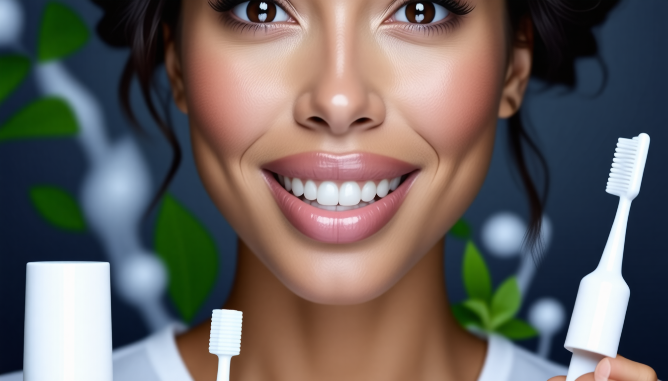 A friendly abstract oral-microbiome concept with a healthy smile and… for signs of poor oral microbiome